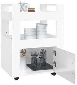 vidaXL Τρόλεϊ Κουζίνας Γυαλ. Λευκό 60x45x80 εκ. από Επεξεργασμένο Ξύλο