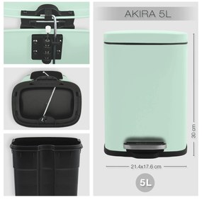 Καλαθάκι Μπάνιου Μεταλλικό 5Lt Akira Ice Green 21,4x17,6x30 - Spirella