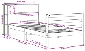 ΚΡΕΒΑΤΙ ΒΙΒΛΙΟΘΗΚΗ ΧΩΡΙΣ ΣΤΡΩΜΑ ΚΑΦΕ 90X200 ΕΚ ΜΑΣΙΦ ΠΕΥΚΟ 3321881