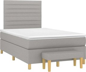vidaXL Κρεβάτι Boxspring με Στρώμα Ανοιχτό Γκρι 120x190 εκ. Υφασμάτινο
