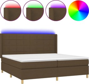 vidaXL Κρεβάτι Boxspring με Στρώμα &amp; LED Σκ.Καφέ 200x200εκ. Υφασμάτινο