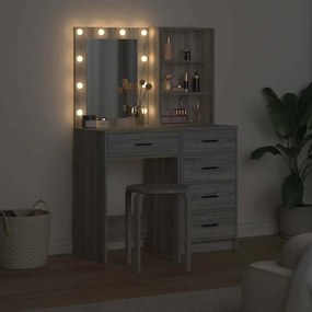 vidaXL Τραπέζι περιποίησης με συρτάρι 2 pcs Γκρι 50 x 41 x 135 εκ