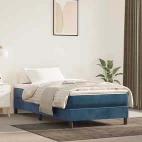 vidaXL Κρεβάτι Boxspring με Στρώμα Σκούρο Μπλε 90x190 εκ. Βελούδινο