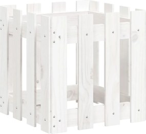 vidaXL Ζαρντινιέρα με Σχέδιο Φράχτη Λευκή 40 x 40 x 40 εκ. Μασίφ Πεύκο