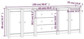 vidaXL Συρταριέρα 230x35x80 εκ. από Μασίφ Ξύλο Πεύκου