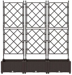 vidaXL gataXL Γλάστρα Κήπου με Πλέγμα 3 τμχ Καφέ 120x40x125.5 εκ.