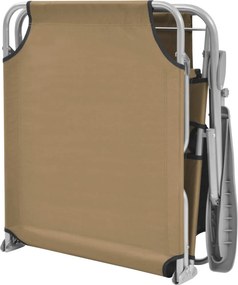 vidaXL Ξαπλώστρα Πτυσσόμενη Χρώμα Taupe Ατσάλινη με Σκίαστρο