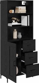 vidaXL Highboard Μαύρη Οξυά 69,5 x 34 x 180 εκ. Επεξεργασμένο Ξύλο