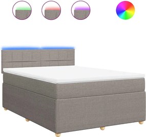 vidaXL Κρεβάτι Boxspring με Στρώμα Taupe 140x200 εκ. Υφασμάτινο
