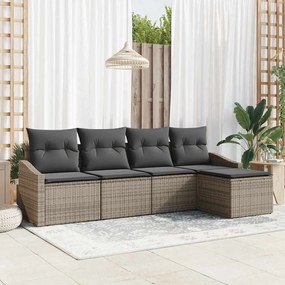 vidaXL Σετ Καναπέ με μαξιλάρι 5 pcs Γκρι συνθετικό ρατάν