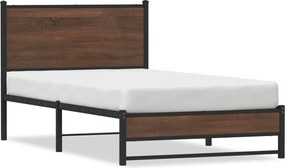 vidaXL Μεταλλικό πλαίσιο κρεβατιού χωρίς στρώμα καφέ δρυς 100x190 cm