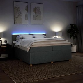 vidaXL Κρεβάτι Boxspring με Στρώμα Σκούρο Γκρι 200x200 εκ. Υφασμάτινο