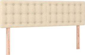 vidaXL Κρεβάτι Boxspring με Στρώμα &amp; LED Κρεμ 140x200 εκ. Υφασμάτινο