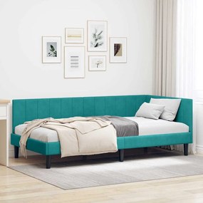 vidaXL Κρεβάτι Γωνίας με κεφαλάρι Τιρκουάζ 90 x 200 cm Βελούδο