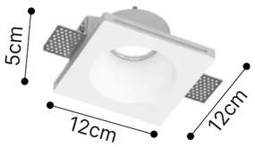 Inlight Χωνευτό τετράγωνο σποτ από γύψο 1XGU10 D:12cm (Χ0014-WH)