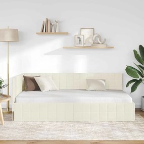 vidaXL Κρεβάτι Γωνίας με κεφαλάρι Κρεμ 90 x 200 cm Βελούδο