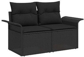 vidaXL Σετ Καναπέ Κήπου με μαξιλάρι 3 pcs Μαύρο Πολυ ράταν
