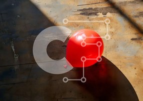 Intra Συλλεκτικό Ξύλινο Παζλ Plywood  4mm - Κόκκινο μπαλόνι στο έδαφος με σκιές Σε Ξύλινο Κουτί - Διαστάσεις: 10x10 cm – 25 κομμάτια