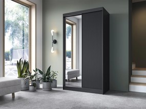 Ντουλάπα Elyria 163, Μαύρο, 220x120x60cm, 120 kg, Πόρτες ντουλάπας: Ολίσθηση | Epipla1.gr