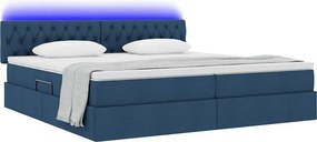 vidaXL LED Κρεβάτι αποθήκευσης με στρώμα Μπλε 200 x 200 cm Ύφασμα
