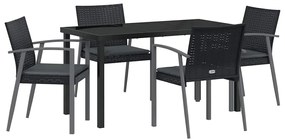 vidaXL Σέτ φαγητού για κήπο 5 pcs Μαύρο Πολυ ράταν