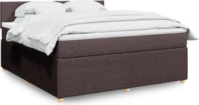vidaXL Κρεβάτι Boxspring με Στρώμα Σκούρο Καφέ 180x200 εκ Υφασμάτινο