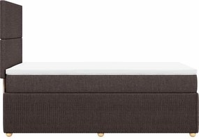 vidaXL Κρεβάτι Boxspring με Στρώμα Σκούρο Καφέ 90x200 εκ. Υφασμάτινο