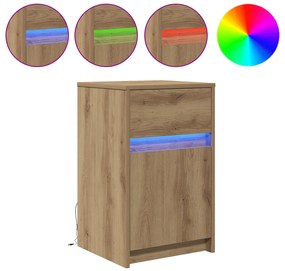 vidaXL LED Κρεβατάκι Ντουλάπα με συρτάρι artisan δρυς 38 x 34 x 61 εκ.