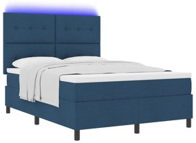 vidaXL Κρεβάτι με Κωδικό Spring & LED Μπλε 140x200 εκ. ύφασμα