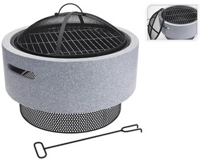 Εστία φωτιάς εξωτερικού χώρου με σχάρα ΒΒQ, 52x18.5cm, Γκρι