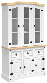 vidaXL Βιτρίνα Corona Λευκή 112 x 43 x 196 εκ. από Μασίφ Ξύλο Πεύκου