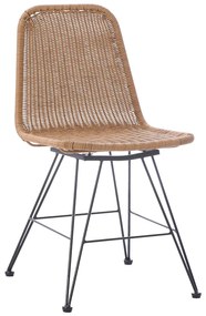 Intrahome Καρέκλα Pamela Intrahome pe rattan σε φυσική απόχρωση και μαύρα μεταλλικά πόδια 44x58x82εκ | SKU: INTRAPA-397111126