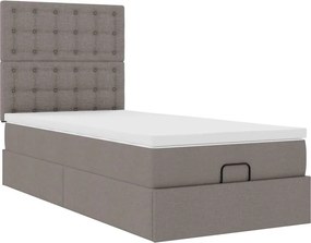 vidaXL Οθωμανικό κρεβάτι με στρώμα Taupe 90x200cm ύφασμα