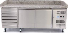 Pizza Prep Fridge - 202cm - 2 Doors - 7 Drawers