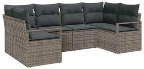 vidaXL Σετ Καναπέ Κήπου 6 pcs Γκρι Πολυ ράταν