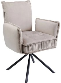 Καρέκλα Με Μπράτσα Chelsea Βελούδο  Γκρι 65x60x90εκ - Γκρι