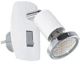 Φωτιστικό Πρίζας με διακόπτη Spot Led 3w Warm White 240lm Λευκό -Χρωμέ Eglo Mini 4 92925