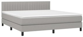 vidaXL Κρεβάτι Boxspring με Στρώμα &amp; LED Αν.Γκρι 180x200 εκ Υφασμάτινο