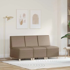 vidaXL Μοναδικός Καναπές χωρίς Χερούλια 3 pcs Καπουτσίνο