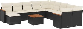 vidaXL Patio Sofa Set 10-θέσια Black and Cream