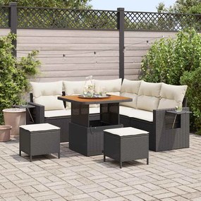 vidaXL Σετ Καναπέ Κήπου 8 pcs Μαύρο και κρεμ 80 x 80 x 71 cm
