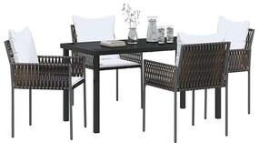 vidaXL Σέτ φαγητού για κήπο 5 pcs Καφέ Πολυ ράταν