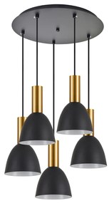 SE21-GM-4-5BL-MS2 ADEPT TUBE Gold Matt Pendant Black Metal Shade+ HOMELIGHTING 77-8643