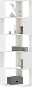 vidaXL Βιβλιοθήκη Γωνιακή 5 Επ. Λευκή 50x50x179εκ Επεξ. Ξύλο