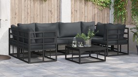 vidaXL Σετ Καναπέ Κήπου 7 pcs Μαύρο Αλουμίνιο