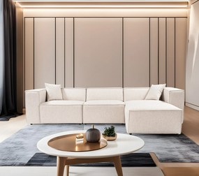 Corner Sofa Lora (L1-O1-1R-POUFFE ) - Light Brown Light Brown