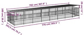 Υπαίθριο Κλουβί Σκύλων με Οροφή από Χάλυβα 15,02 μ² - Μαύρο