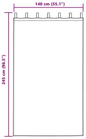 vidaXL Κουρτίνες Μαύρης Ύφανσης με Δαχτυλίδια 2 pcs Καθαρό Λευκό