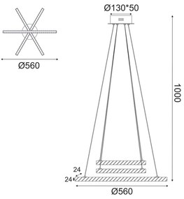 ΚΡΕΜΑΣΤΟ ΦΩΤΙΣΤΙΚΟ LED 27W 3000K 2850LM CANELA ΞΥΛΟ+ΛΕΥΚΟ ΜΕΤ/ΚΟ D56XH100CM - Ξύλο - TNK299LED27P