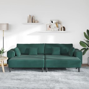 vidaXL Βελούδινος καναπές 3 pcs Σκούρο Πράσινο 208 εκ. Βελούδο